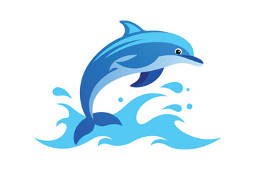 Happy Dolphin Leaping Ocean Waves