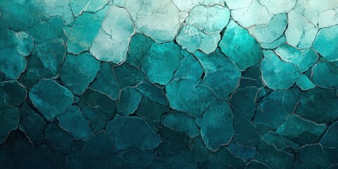 Abstract textured turquoise and blue cracked surface background