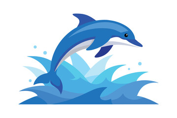 Fototapeta premium Blue Dolphin Leaping Ocean Waves
