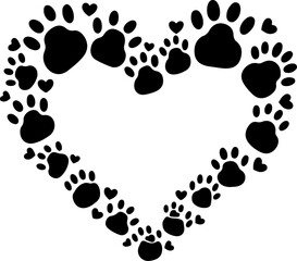 Fototapeta premium Cat Silhouettes with Paw Prints vector