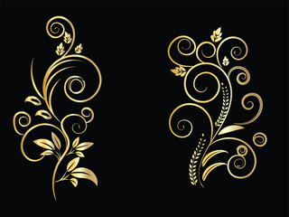 Elegant Golden Leaf Line Art Design Perfect for Logos Invitations and Nature Themed Projects