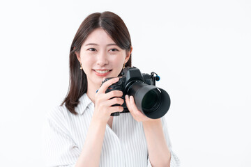 カメラを持つ女性