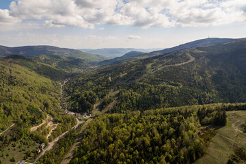 mountain landscape szczyrk - beautiful aerial panorama - silesia