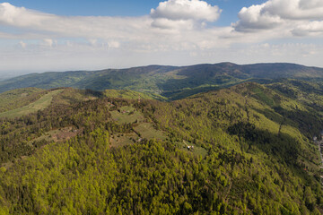 mountain landscape szczyrk - beautiful aerial panorama - silesia