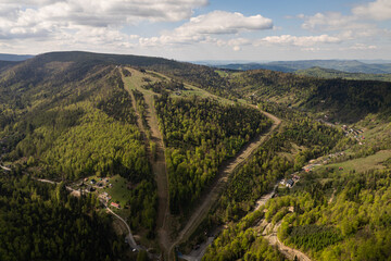 mountain landscape szczyrk - beautiful aerial panorama - silesia