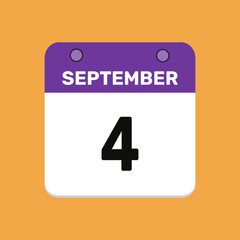 4 september calender icon text page monthly web design.
