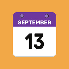 13 september calender icon text page monthly web design.