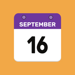 16 september calender icon text page monthly web design.