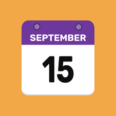 15 september calender icon text page monthly web design.