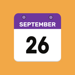 26 september calender icon text page monthly web design.