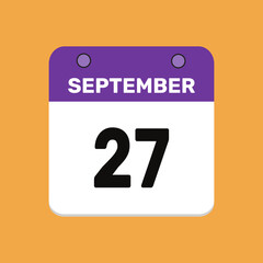 27 september calender icon text page monthly web design.