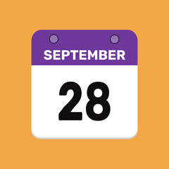 28 september calender icon text page monthly web design.