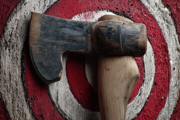 Axe in Flight: Capturing the Moment of Targeting a Wooden Dartboard