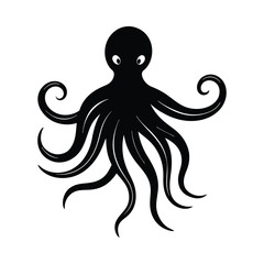 Floating Octopus Vector Silhouette