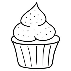 Hand drawn doodle cupcake on white background.