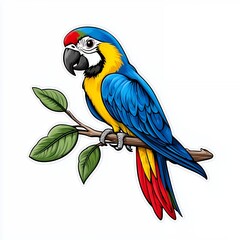 Obraz premium Vibrant Blue and Yellow Macaw Perched on Branch