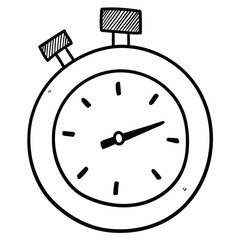 Hand drawn doodle stopwatch on white background.
