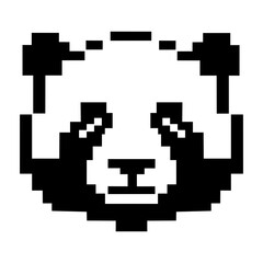 Unique pixel geometric panda head design in symmetrical style suitable for logo use