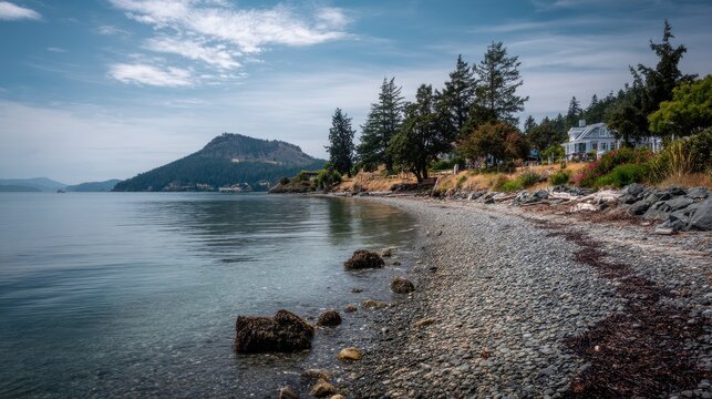 Serene Beachfront at Eastsound, Orcas Island: An Idyllic Coastal Scene in Washington State