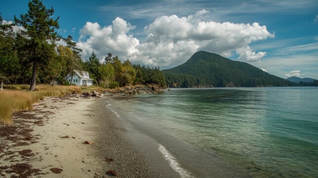 Tranquil Beach Horizon at Eastsound, Orcas Island - A Serene Coastal Retreat in Washington State