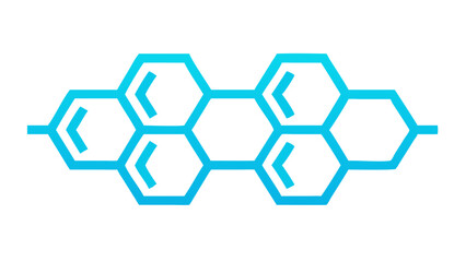 Cyan molecular chain in geometric hexagonal style