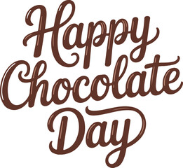 Happy chocolate day text. Handwritten modern brush ink calligraphy. Handwriting text is great for posters, postcards, banners, t-shirt printing labels, stickers, and logos. Vector illustration.