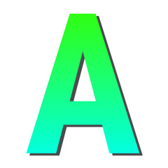 Vibrant Green and Teal Gradient Letter A Bold, 3D Style Alphabet Design