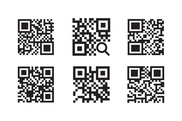 QR code icons sample for smartphone scanning isolated on transparent background. Scan me text Vector. for smartphone, mobile app, payment and discounts