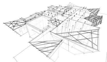 abstract concept architecture 3d illustration