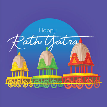 Traditional Indian Rath Yatra Poster Design &ndash; Lord Jagannath, Balabhadra, Subhadra