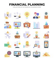 Financial Planning Icons. A Collection of 25 Essential Business Graphics