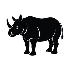 Fototapeta premium Standing Rhinoceros Vector Silhouette