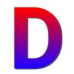 Gradient Red and Blue Capital Letter D Vibrant Color Design Element