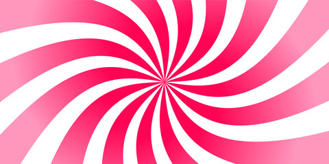 Spinning radial lines background. Pink curved sunburst wallpaper. Abstract warped sun rays and beams comic texture. Vintage summer backdrop for posters, banners, templates. Vector illustration