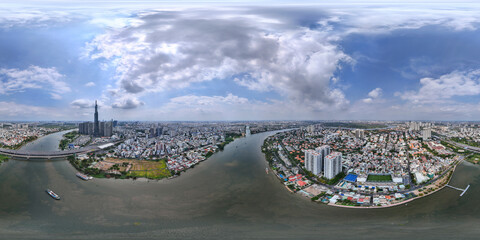 City with a river running through it