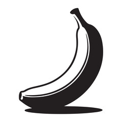banana illustration on a Vector Black silhouette. with white background