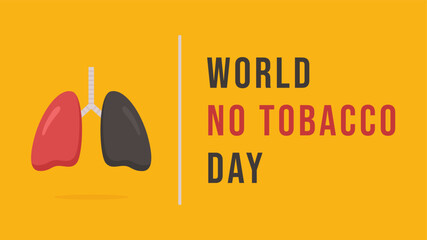 World no tobacco day greeting on yellow background with healthy and unhealthy lung