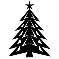 Obraz premium Cut and fold 3d paper Christmas tree silhouette vector illustration 