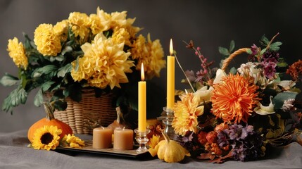 Step-by-Step Guide to Creating a Beautiful Thanksgiving Centerpiece Arrangement with Autumn Bouquets and Candles
