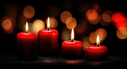 Elegant Advent Sunday Background: Rose Red Bokeh Lights with Candle Glow for Celebration