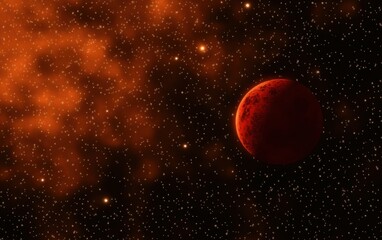 Obraz premium Mysterious nebula and red planet
