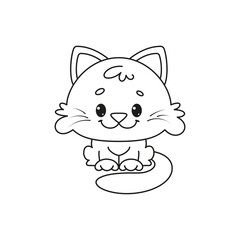 Adorable Kitten Coloring Page. Vector Illustration