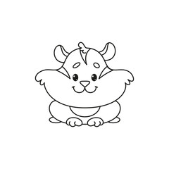 Cute Hamster Coloring Page. Vector Illustration