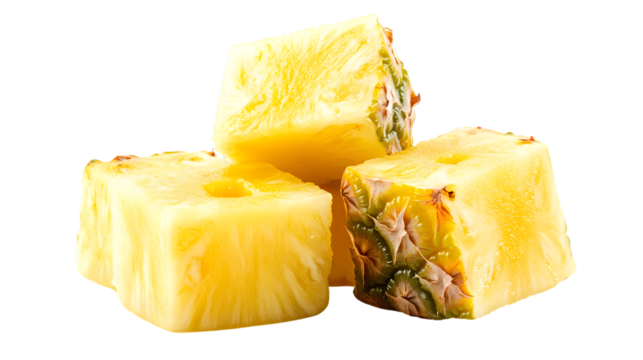 Creative Cube Pieces Pineapple Isolated on Transparent Background for Graphic Design Projects