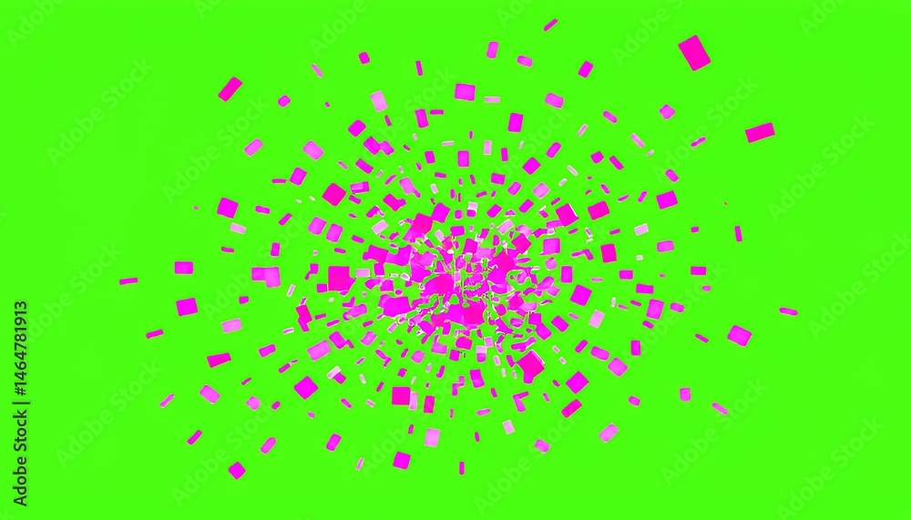 Fototapete dynamic pink confetti explosion isolated on green screen background for visual effects element