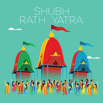 Traditional Indian Rath Yatra Poster Design &ndash; Lord Jagannath, Balabhadra, Subhadra