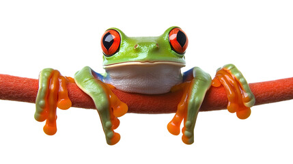 Fototapeta premium Vibrant Green Tree Frog Isolated on Transparent Background - Transparent