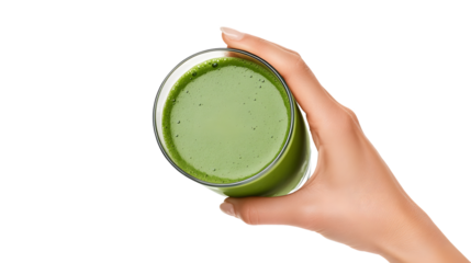 Vibrant Hand Holding Green Smoothie - Fresh Vegetable Juice Concepts