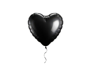 A Dark Heart's Promise: A captivating black heart-shaped balloon hovers delicately, a symbol of love, romance, or the poignant beauty of a solitary emotion, against a stark backdrop.