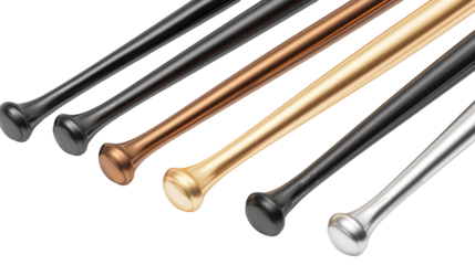 Professional Metal Baseball Bat Collection Isolated on Transparent Background